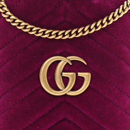 Gucci Velvet Matelasse Mini GG Marmont 2.0 Bucket Bag Fuchsia Violet Cyclamen 8 of 11