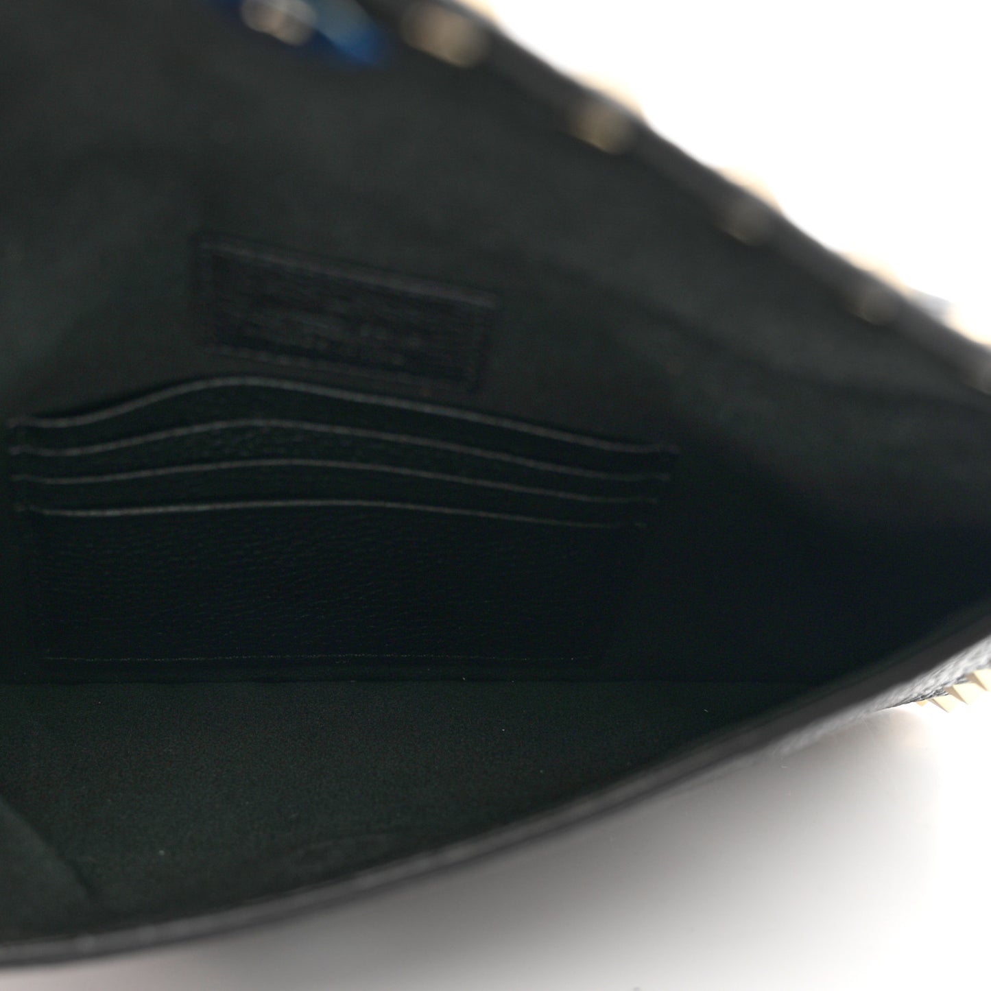 Pebbled Calfskin Medium Rockstud Envelope Flat Wristlet Pouch Black