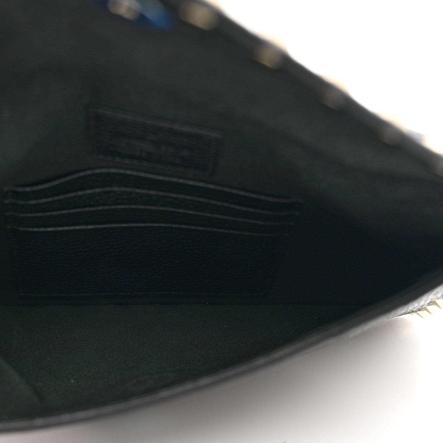 Valentino Garavani Pebbled Calfskin Medium Rockstud Envelope Flat Wristlet Pouch Black 5 of 6