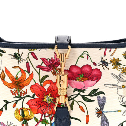 Gucci Canvas Flora Medium Jackie Hobo Blue Agata 15 of 23