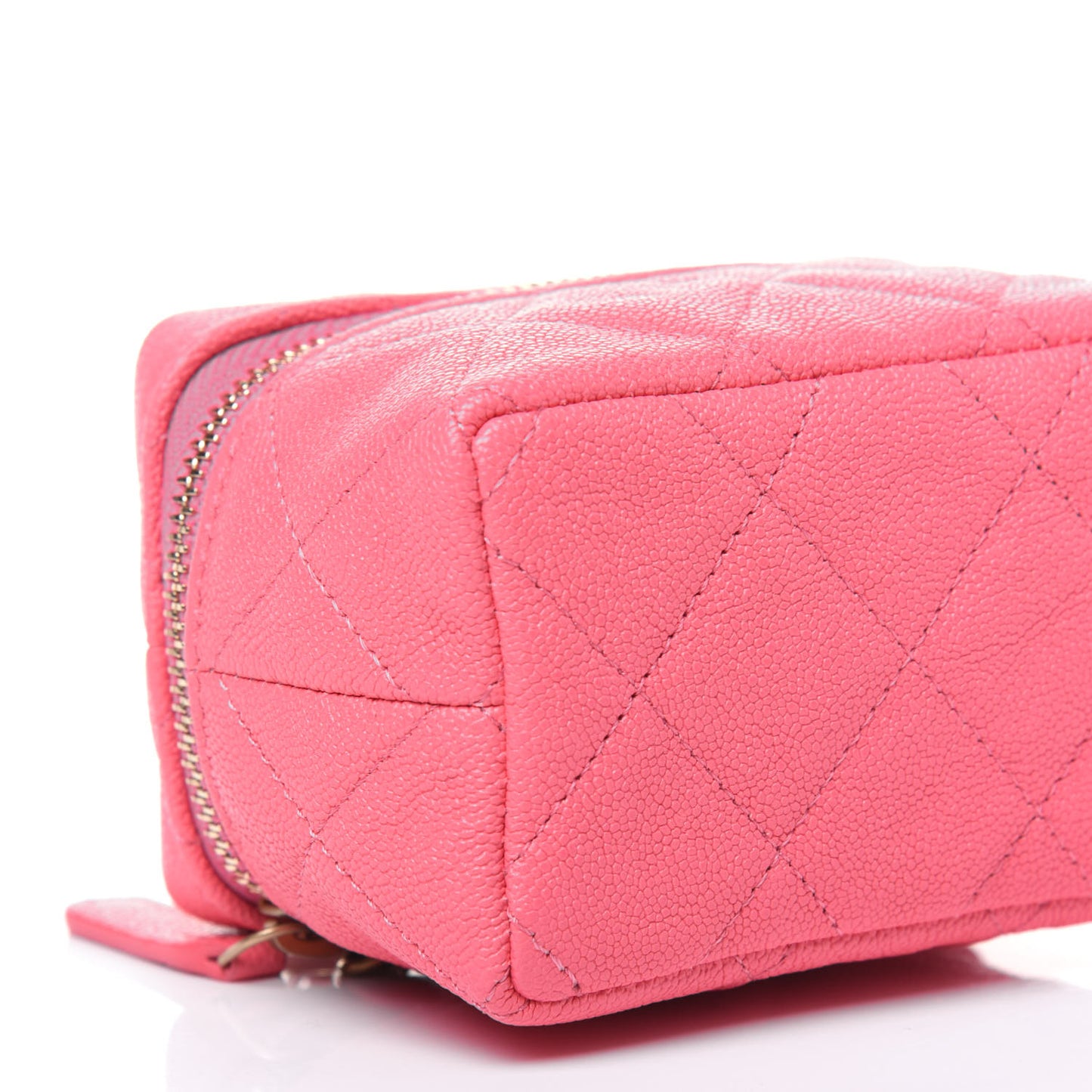 Caviar Quilted Mini Top Handle Vanity With Chain Pink