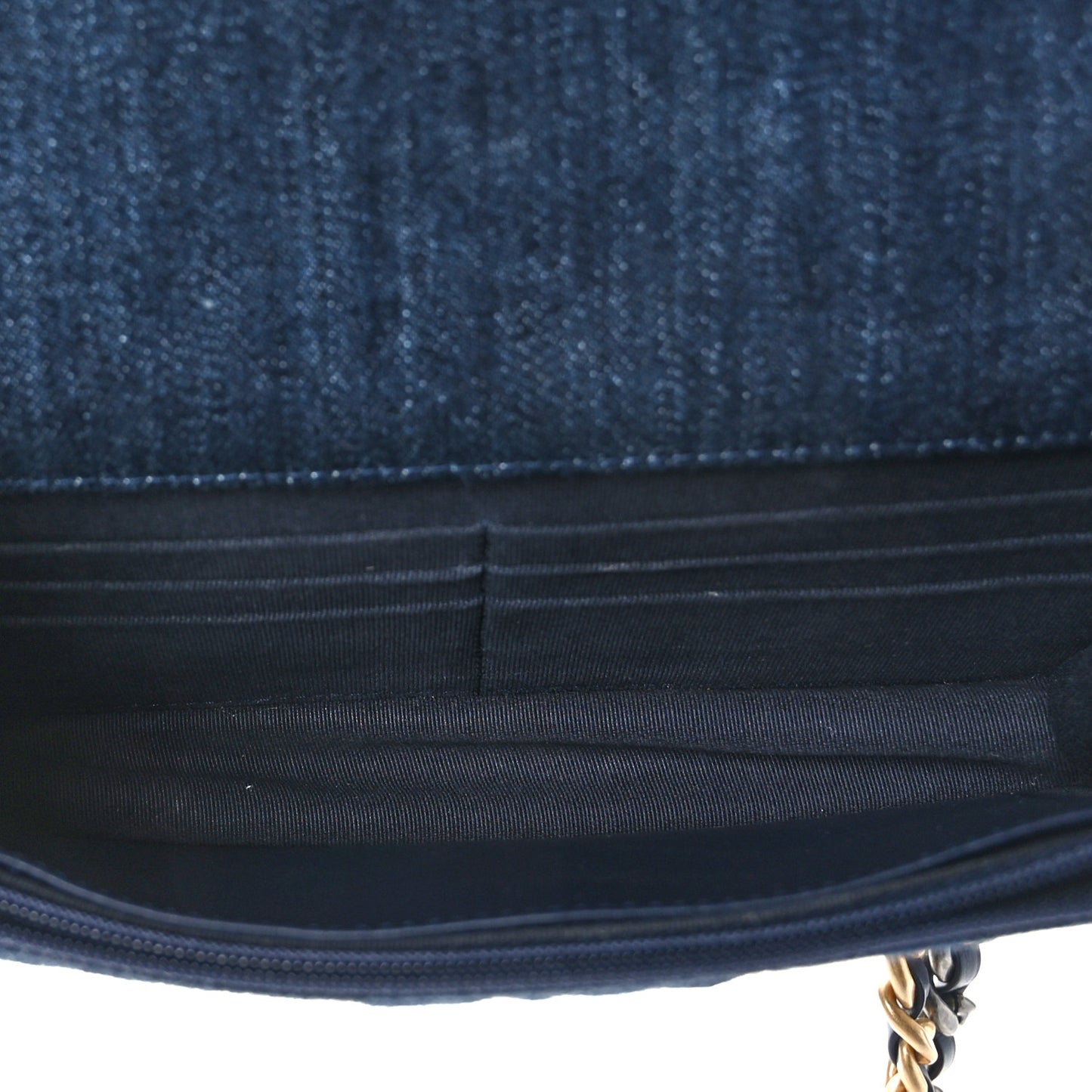 Denim Quilted Chanel 19 Wallet On Chain WOC Blue