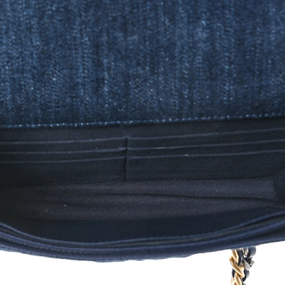 Chanel Denim Quilted Chanel 19 Wallet On Chain WOC Blue 5 of 9