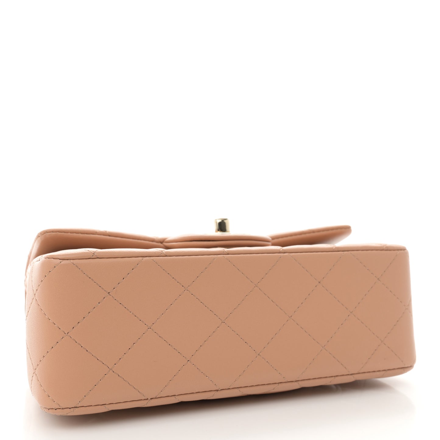 Lambskin Quilted Mini Top Handle Rectangular Flap Beige