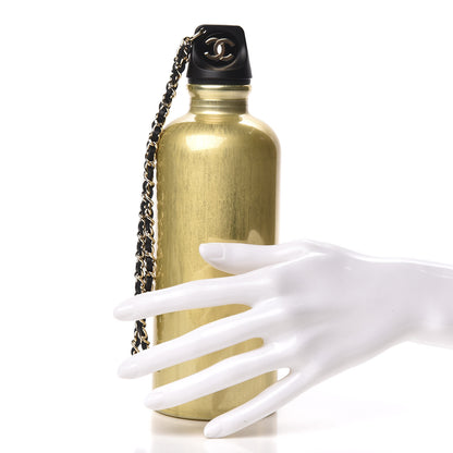 Chanel Lambskin Quilted CC To Drink Water Bottle Black Gold 7 of 8