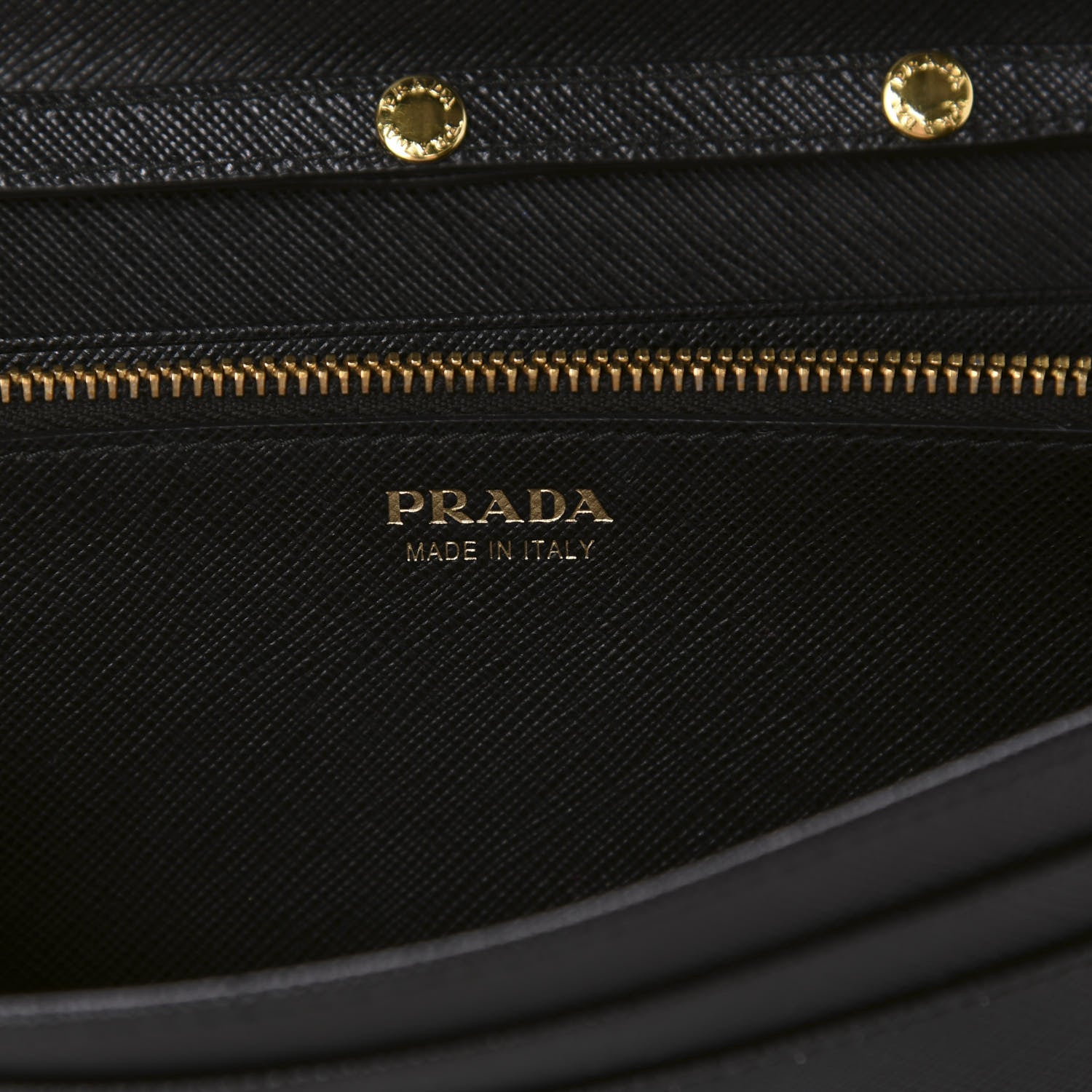 Prada Saffiano Metal Oro Chain Wallet Black 8 of 10