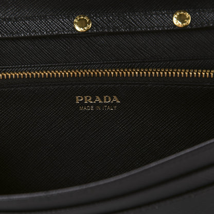 Prada Saffiano Metal Oro Chain Wallet Black 8 of 10
