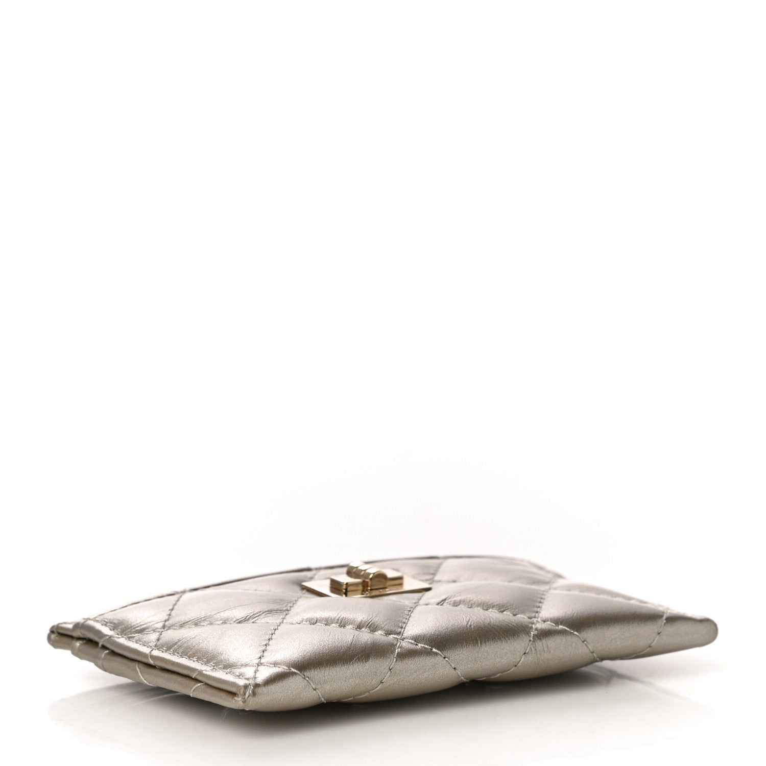 Chanel Metallic Aged Calfskin Quilted Reissue Card Holder Light Gold 4 of 12