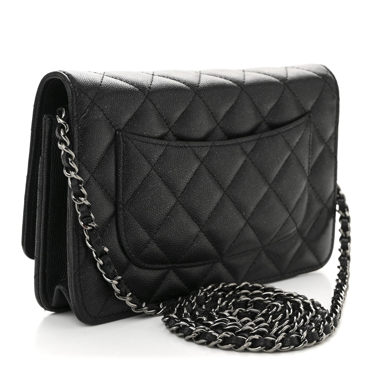 Caviar Quilted Wallet on Chain WOC Black