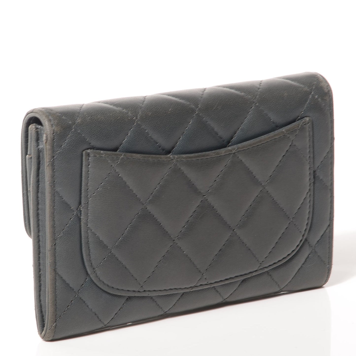 Lambskin Quilted Small Flap Wallet Grey