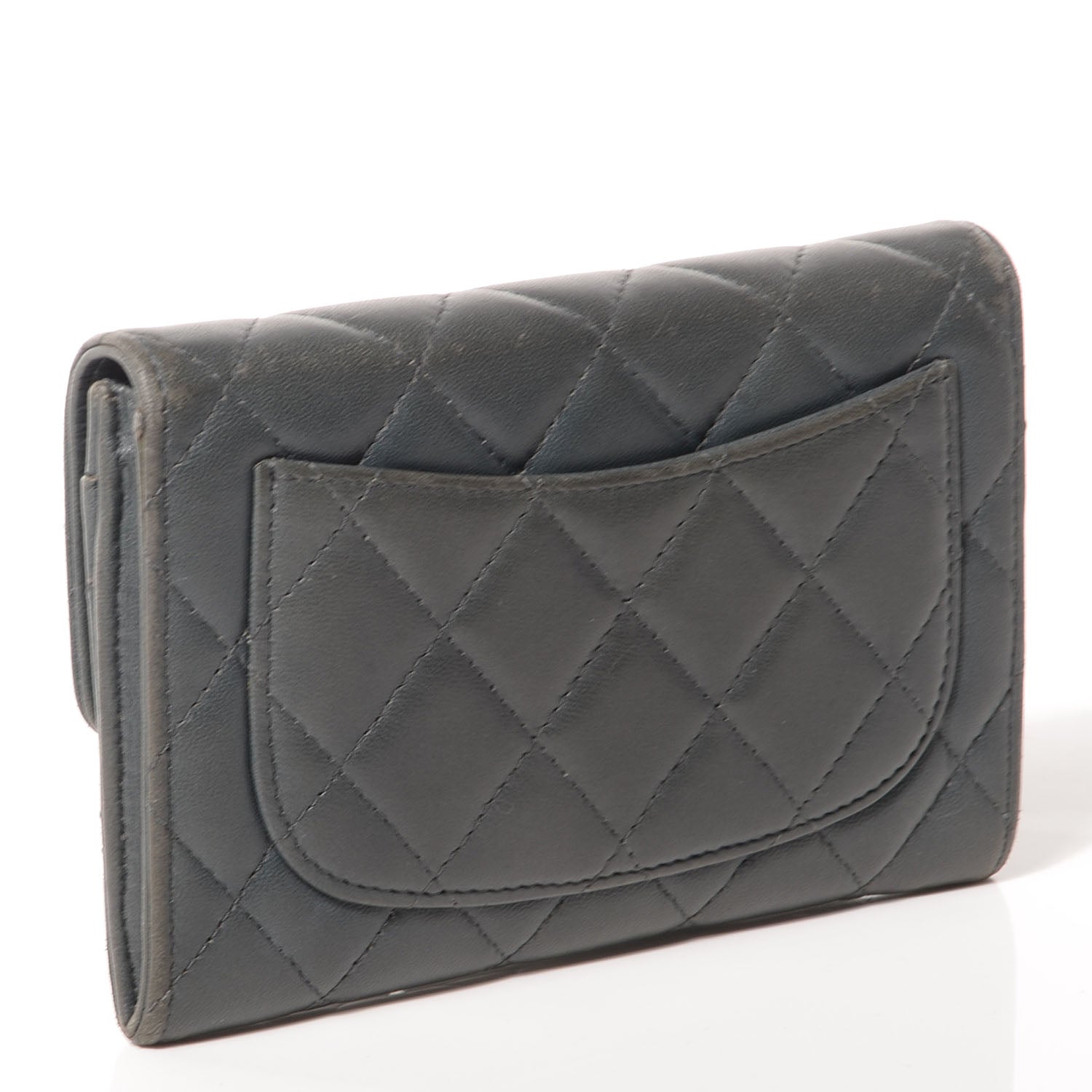 Chanel Lambskin Quilted Small Flap Wallet Grey 3 of 8