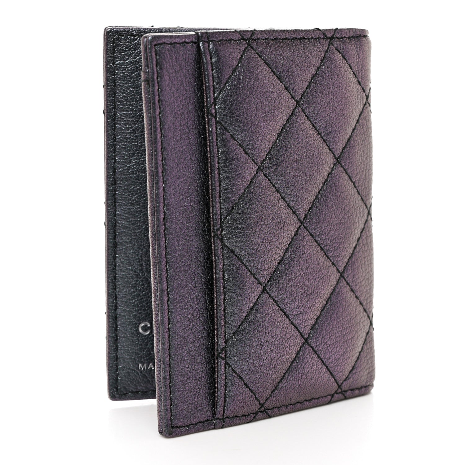 Chanel Iridescent Goatskin Quilted Card Holder Purple 4 of 8