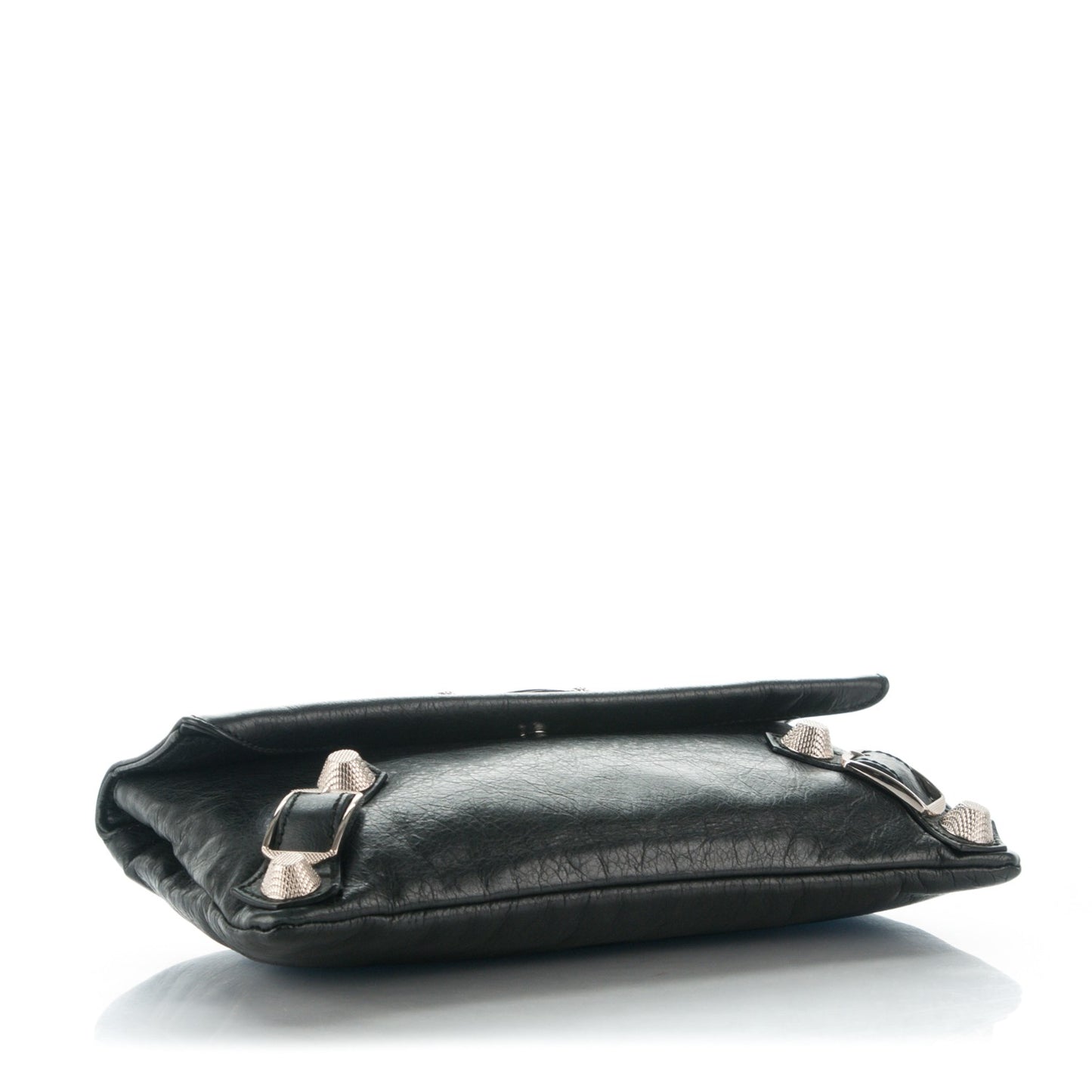 Agneau Giant 21 Silver Hardware Envelope Clutch Black
