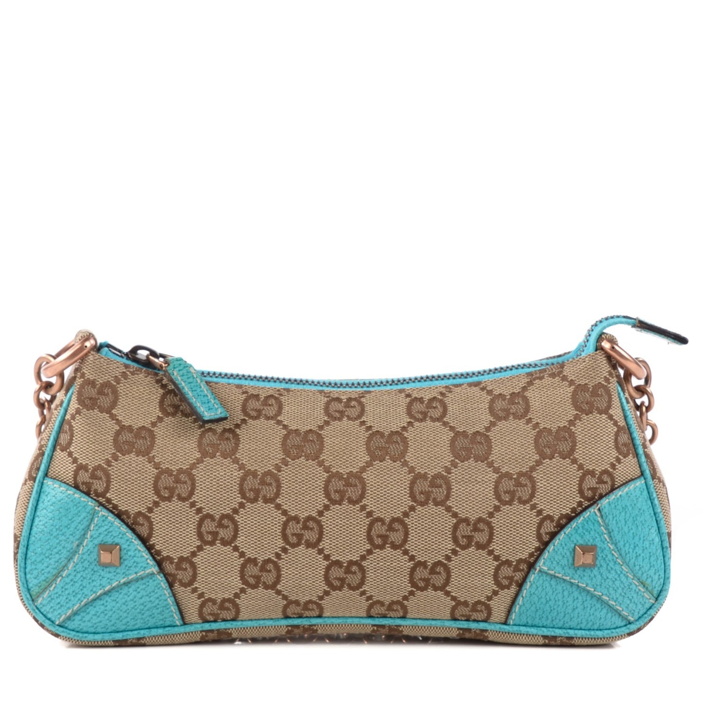 Monogram Horsebit Nail Chain Pochette Turquoise