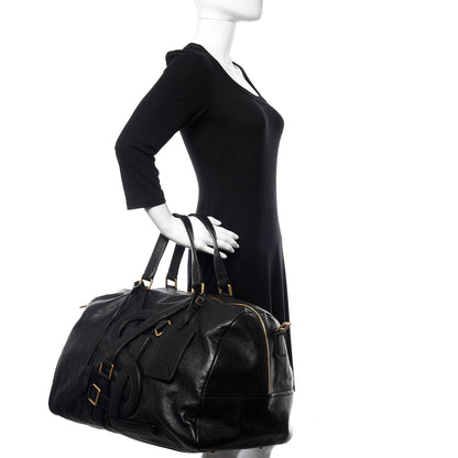 Saint Laurent Calfskin Vavin Logo Strap Duffle Bag Black 2 of 10