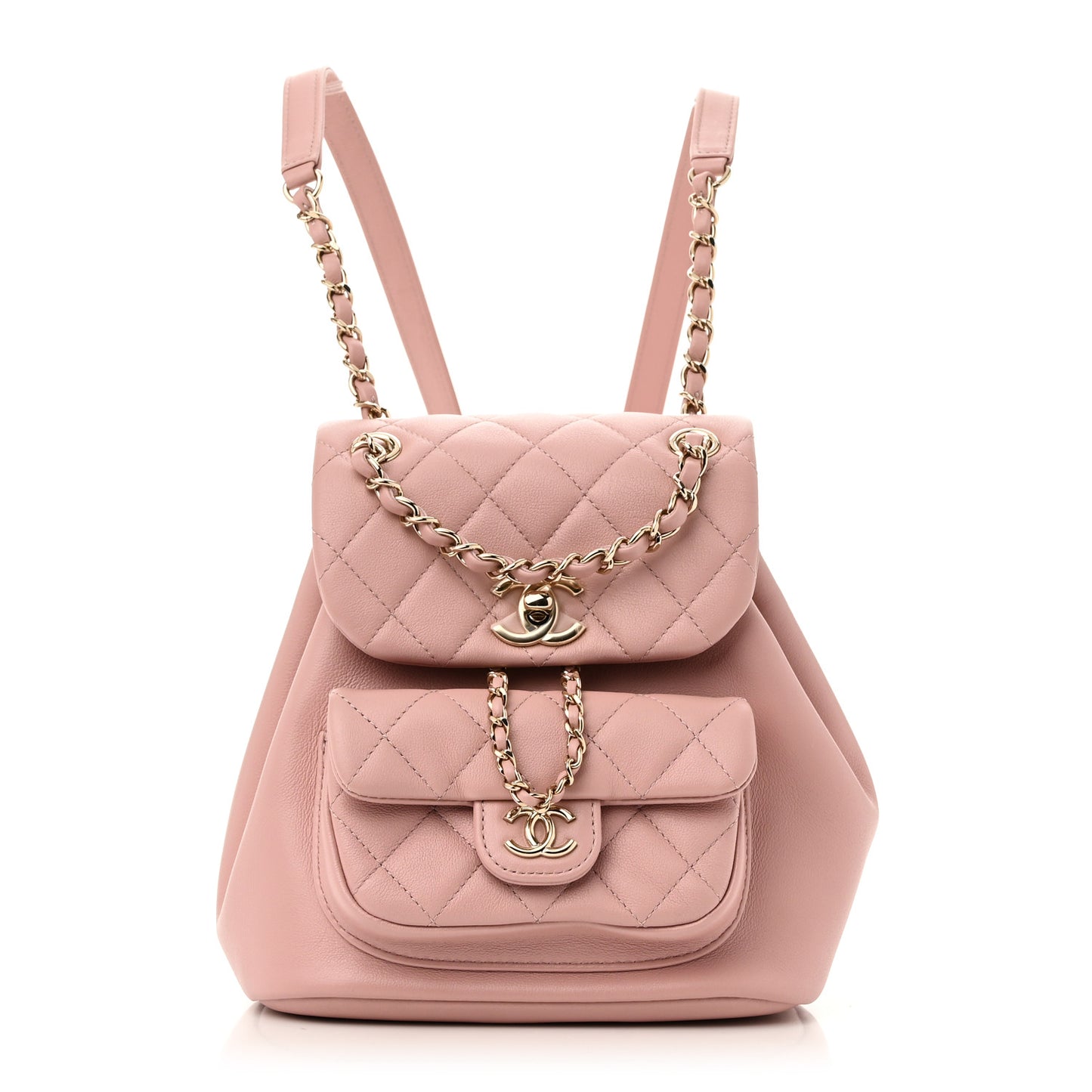 Lambskin Quilted Small Duma Drawstring Backpack Light Pink