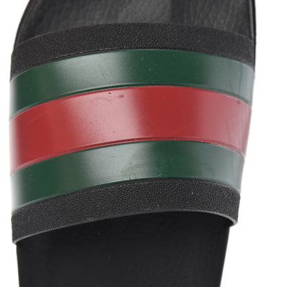 Gucci Rubber Web Mens Lug Sole Slide Sandals 12 Black Green Red 8 of 10