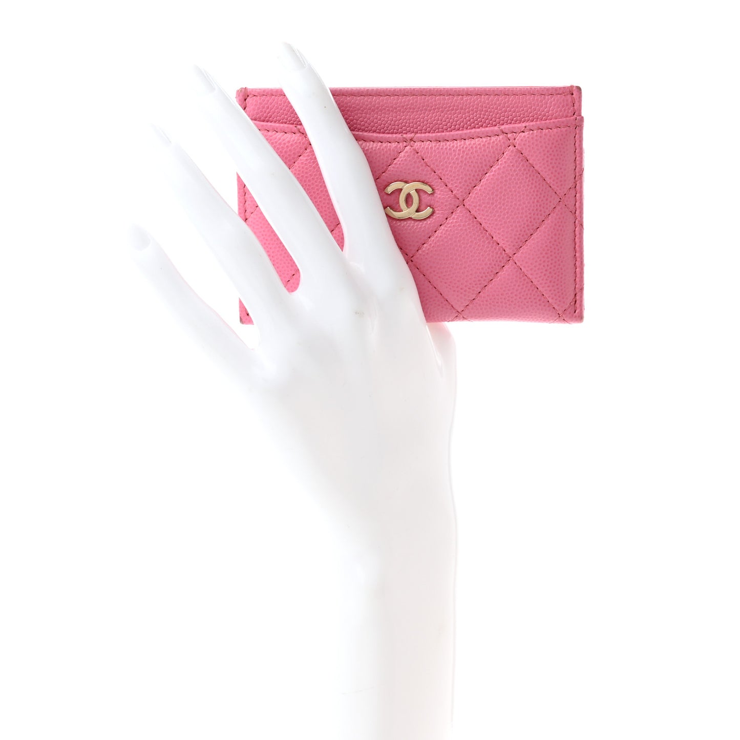 Caviar Quilted Card Holder Pink