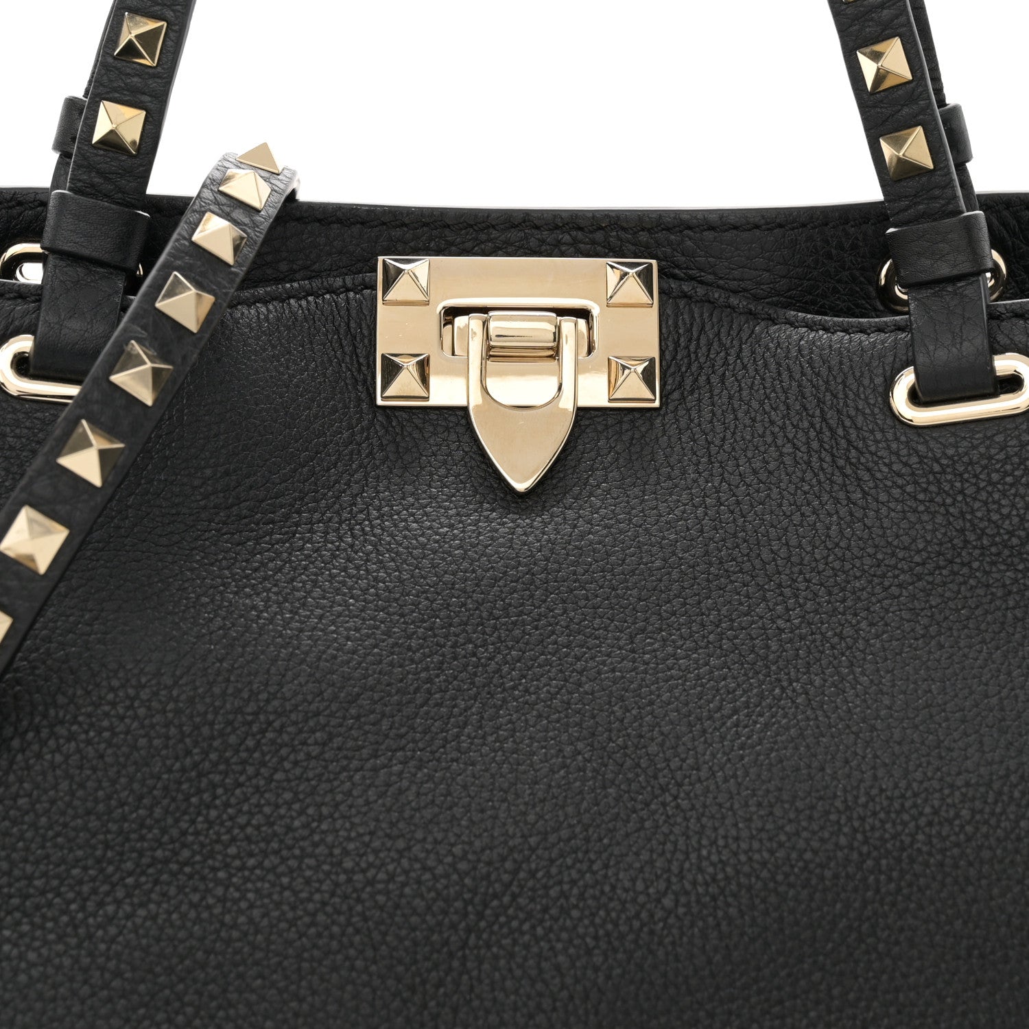 Valentino Garavani Grained Calfskin Small Rockstud Tote Black 7 of 9