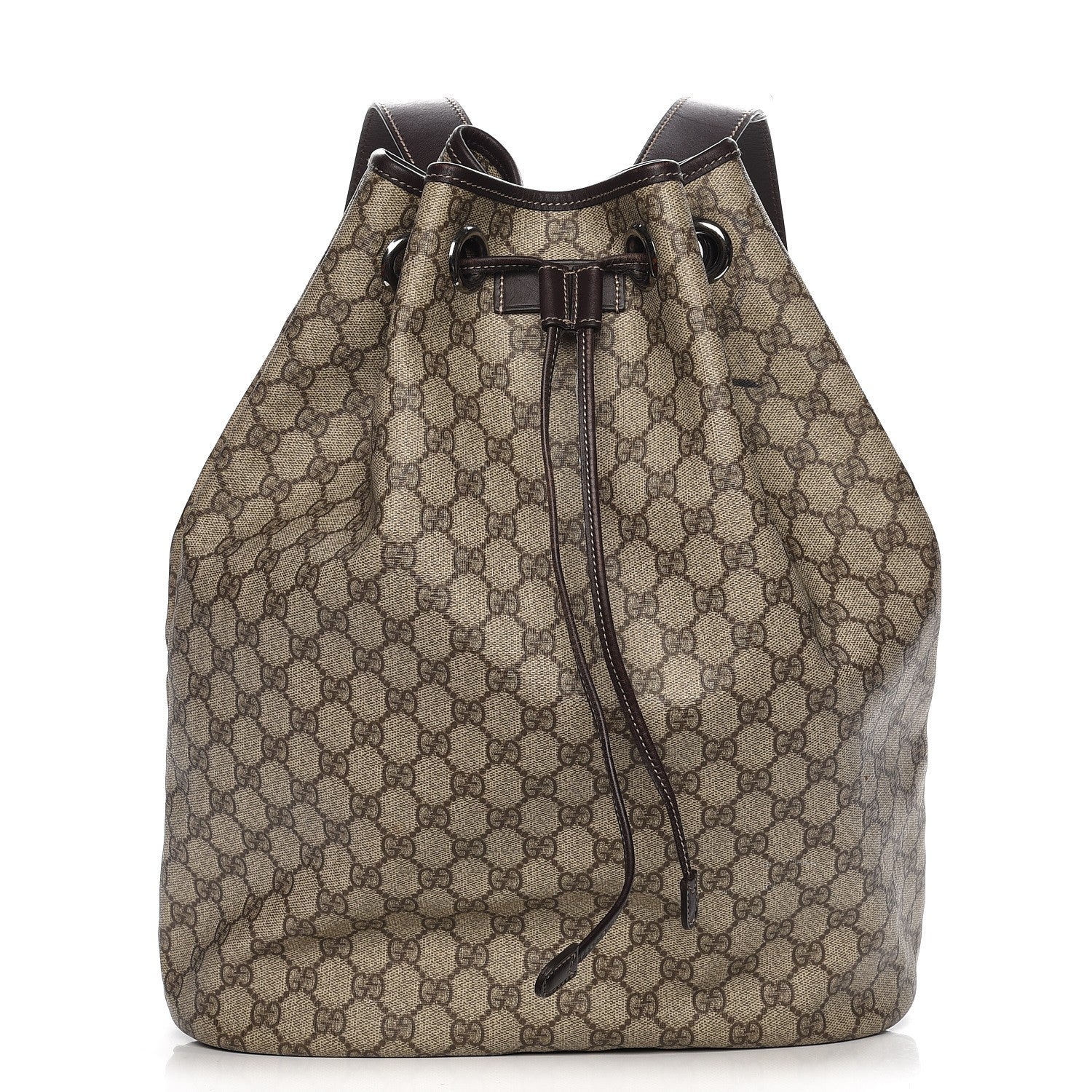 Gucci GG Supreme Monogram Drawstring Backpack Dark Brown 1 of 11