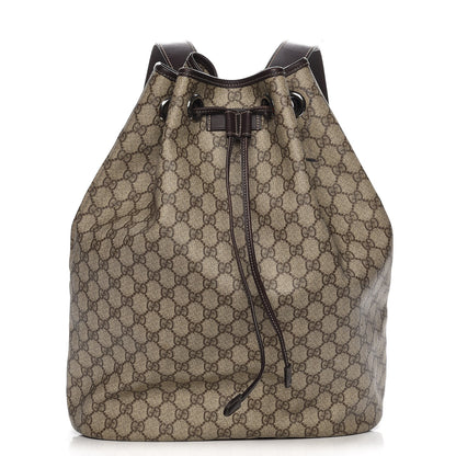 Gucci GG Supreme Monogram Drawstring Backpack Dark Brown 1 of 11