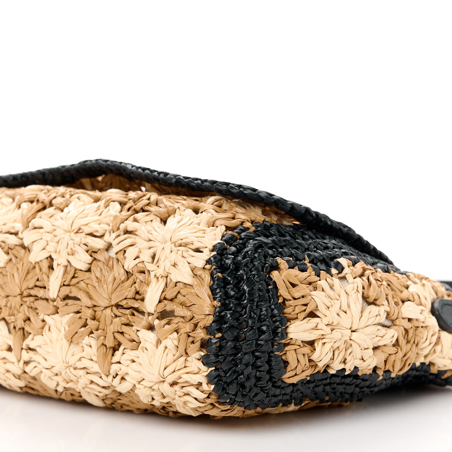 Raffia Azalea Calfskin Crochet Flower Small GG Marmont Shoulder Bag Natural Ecru Black