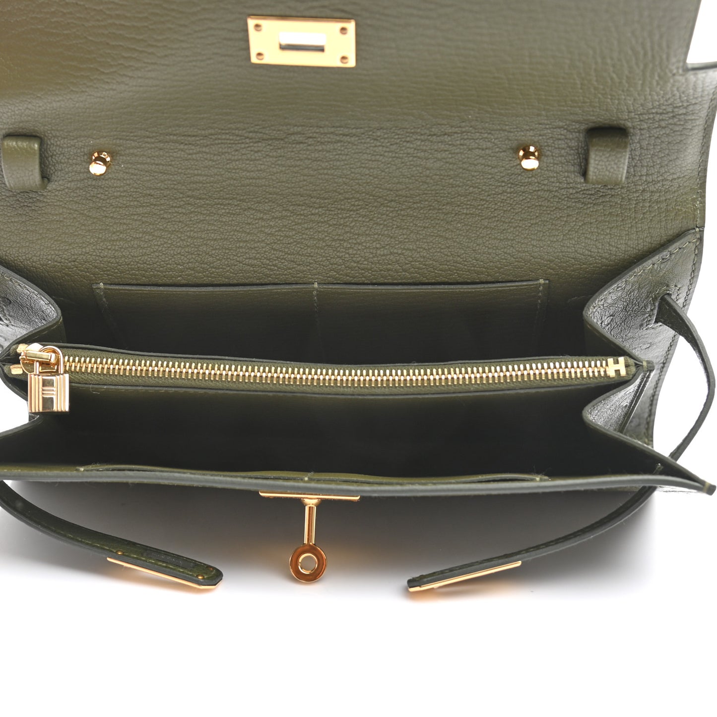 Ostrich Kelly Wallet To Go Vert Veronese