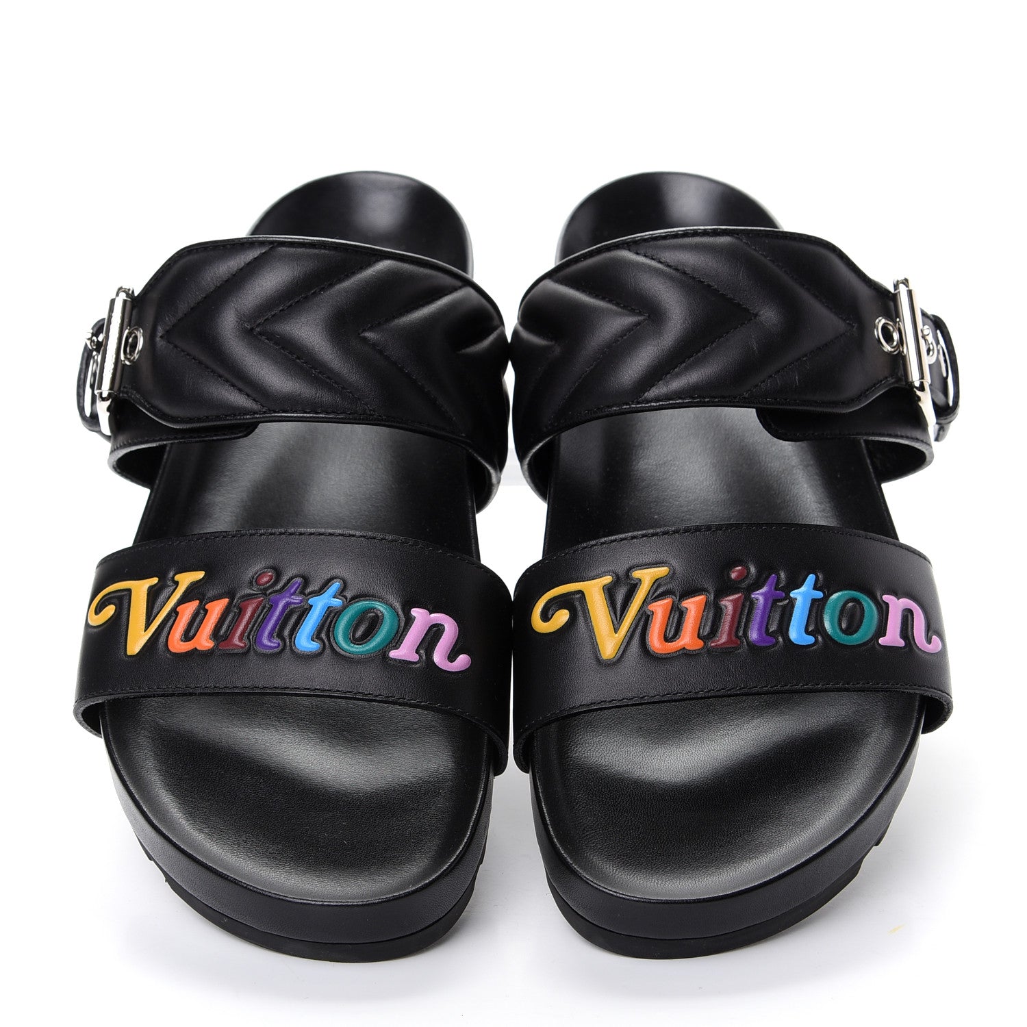 Louis Vuitton Calfskin New Wave Bom Dia Mule Sandals Black 38 5 of 10