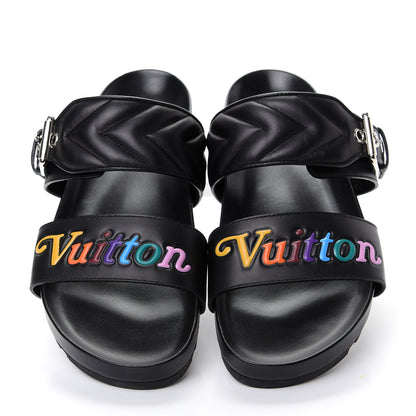 Louis Vuitton Calfskin New Wave Bom Dia Mule Sandals Black 38 5 of 10