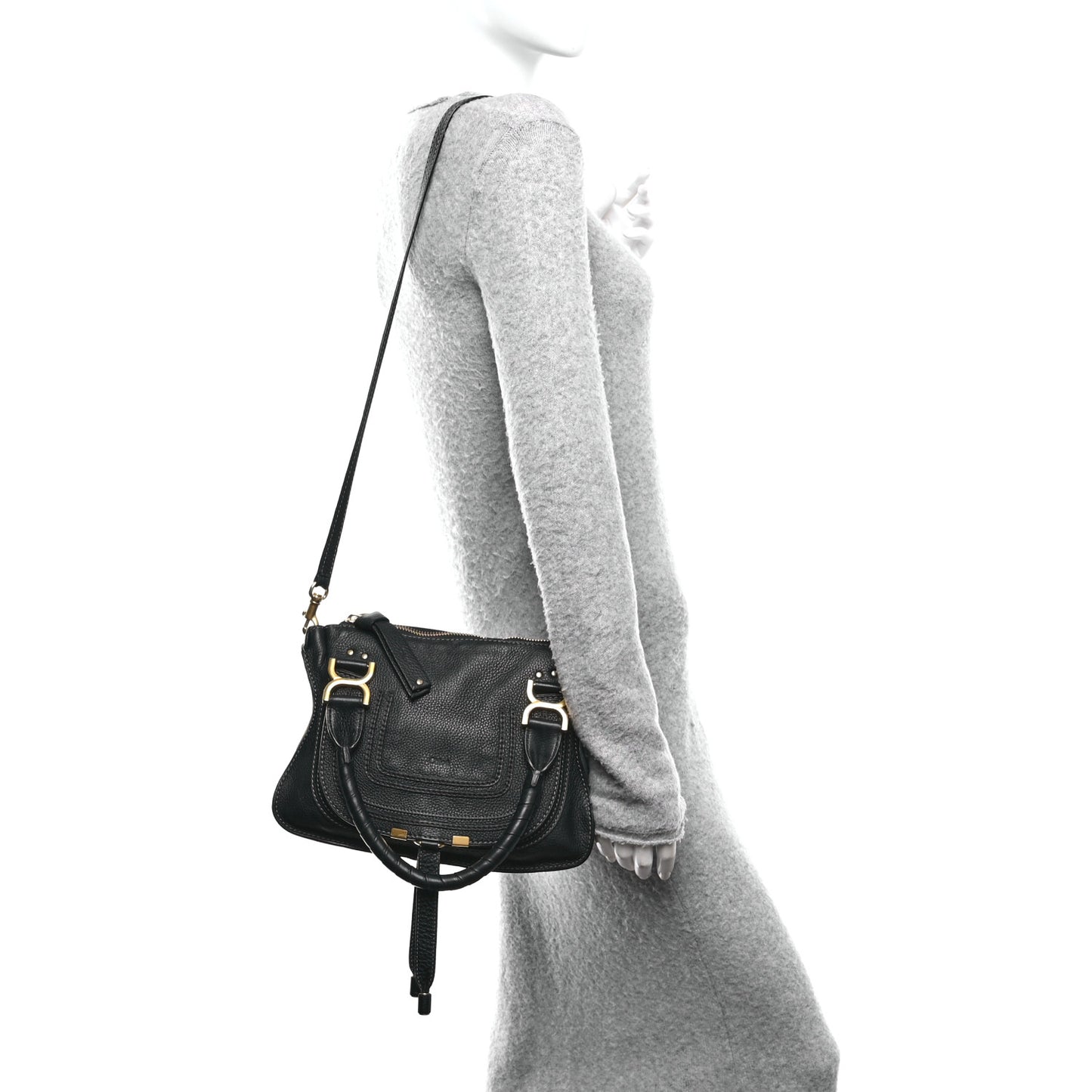 Calfskin Small Marcie Satchel Black Black