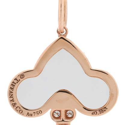 Tiffany 18K Rose Gold Diamond Mother of Pearl Fleur De Lis Key Pendant 3 of 4