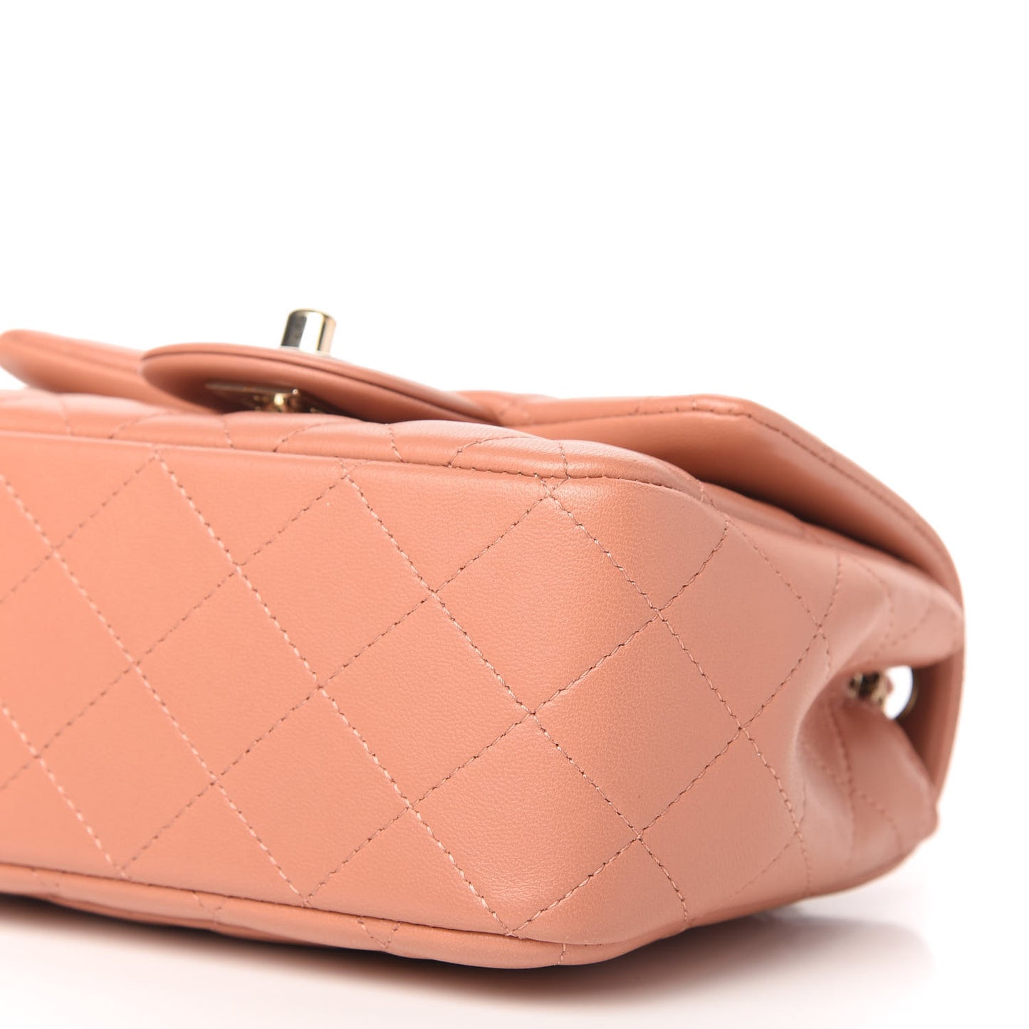 Lambskin Quilted Mini Square Flap Dark Beige
