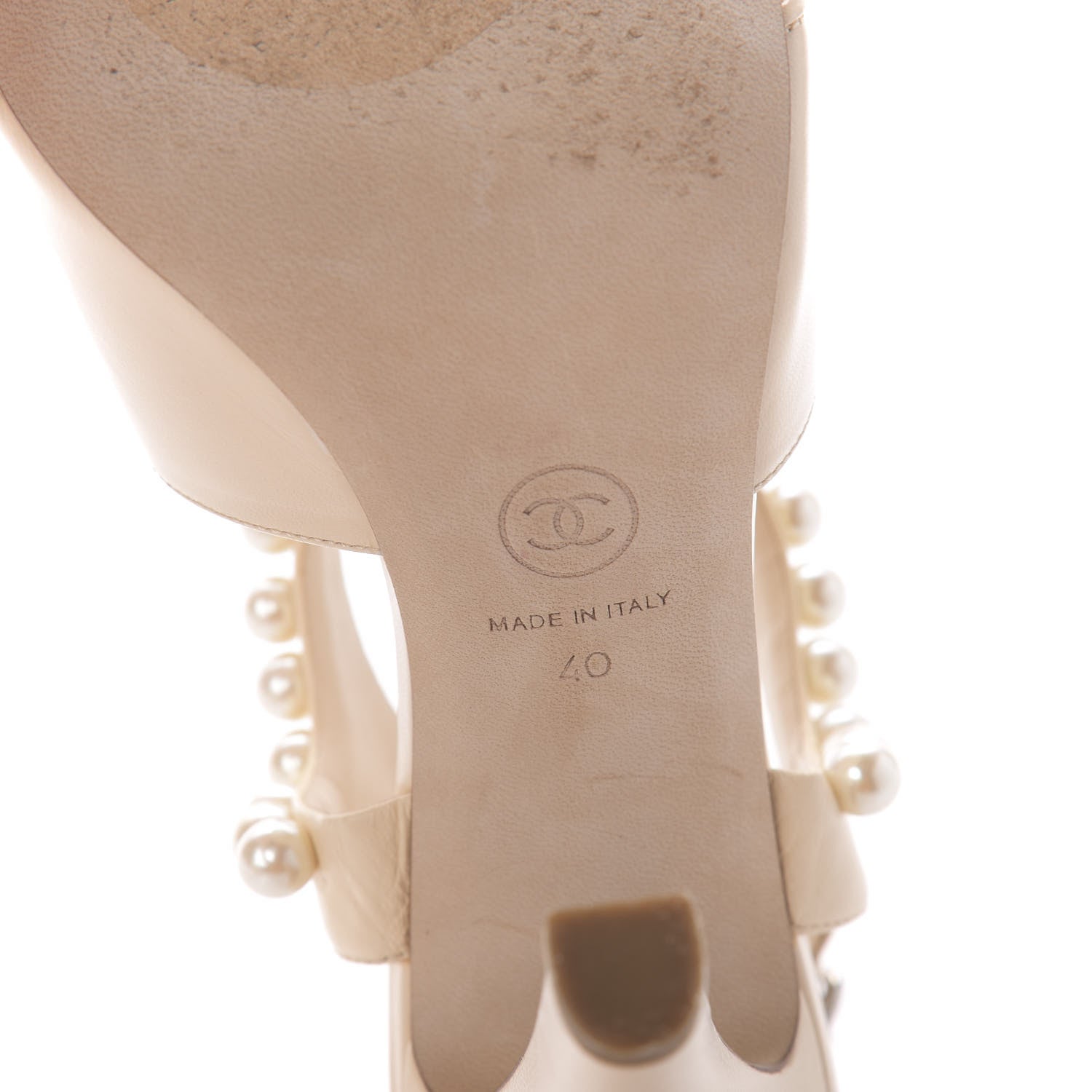 Chanel Lambskin Pearl Sandals 40 Beige Clair 6 of 9