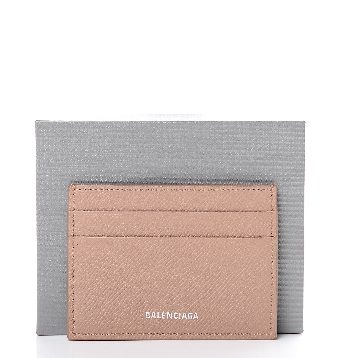 Signature Grained Calfskin Logo Ville Multi Card Holder Beige