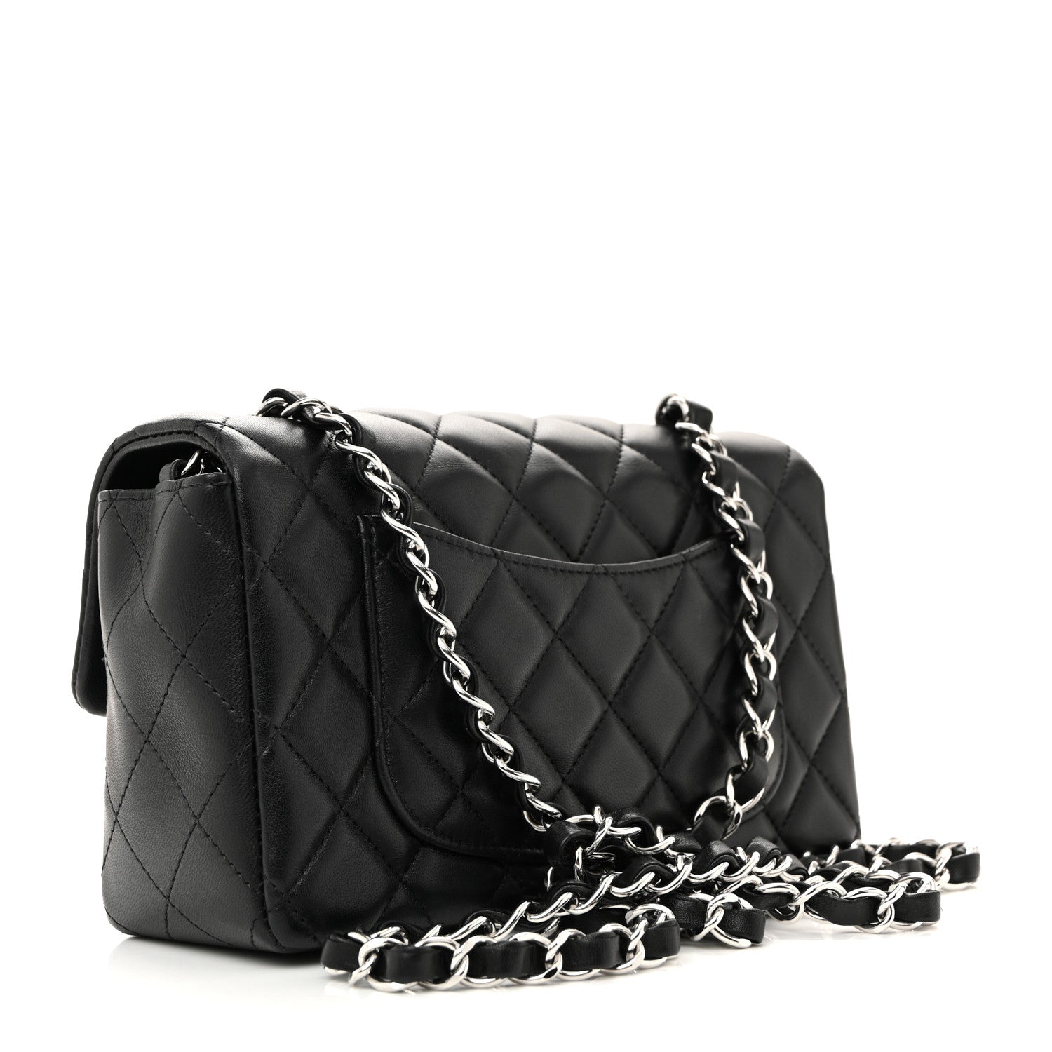 CHANEL ブラック キルティング ミニバッグ Chanel Lambskin Quilted Mini Rectangular Flap Black 1793177