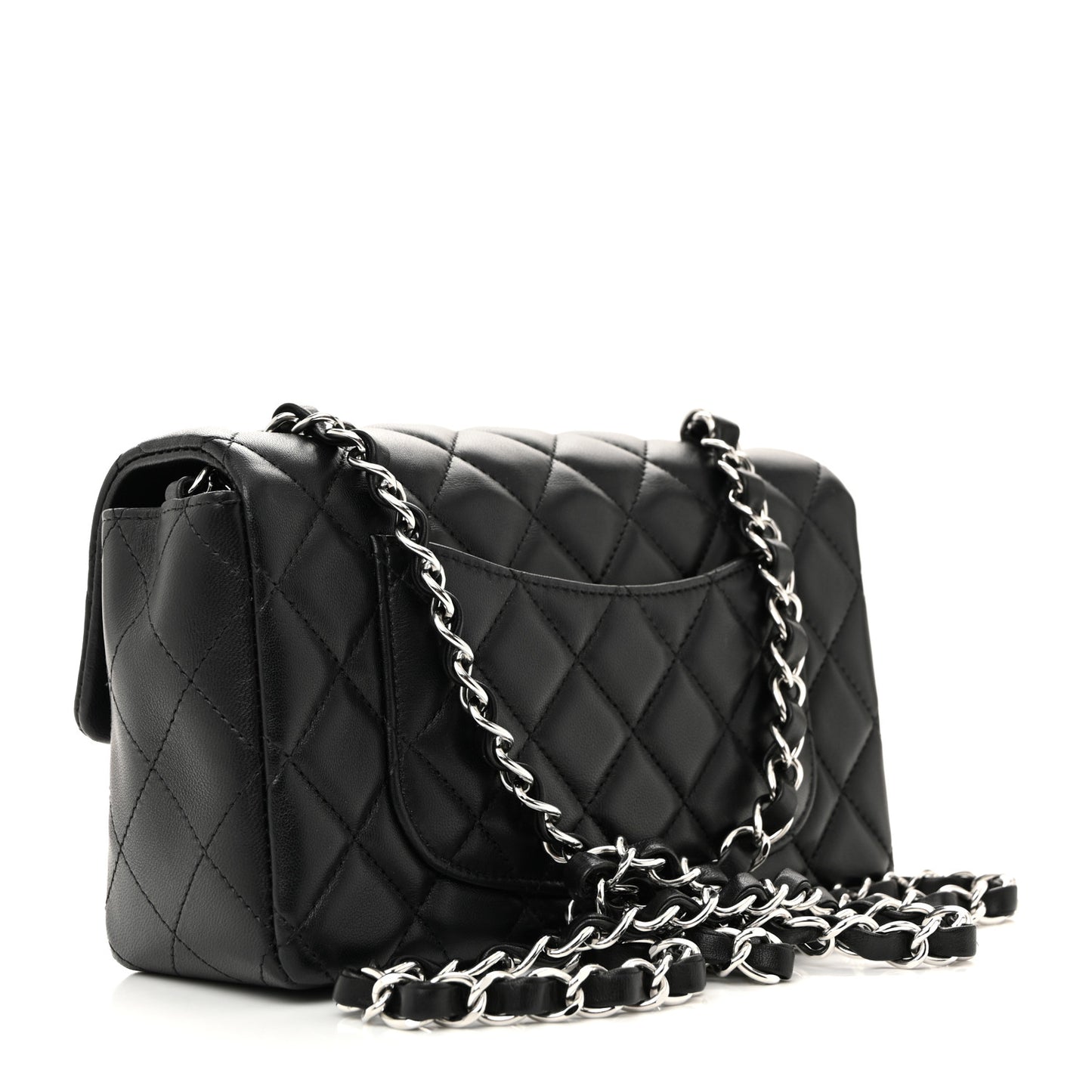 Lambskin Quilted Mini Rectangular Flap Black
