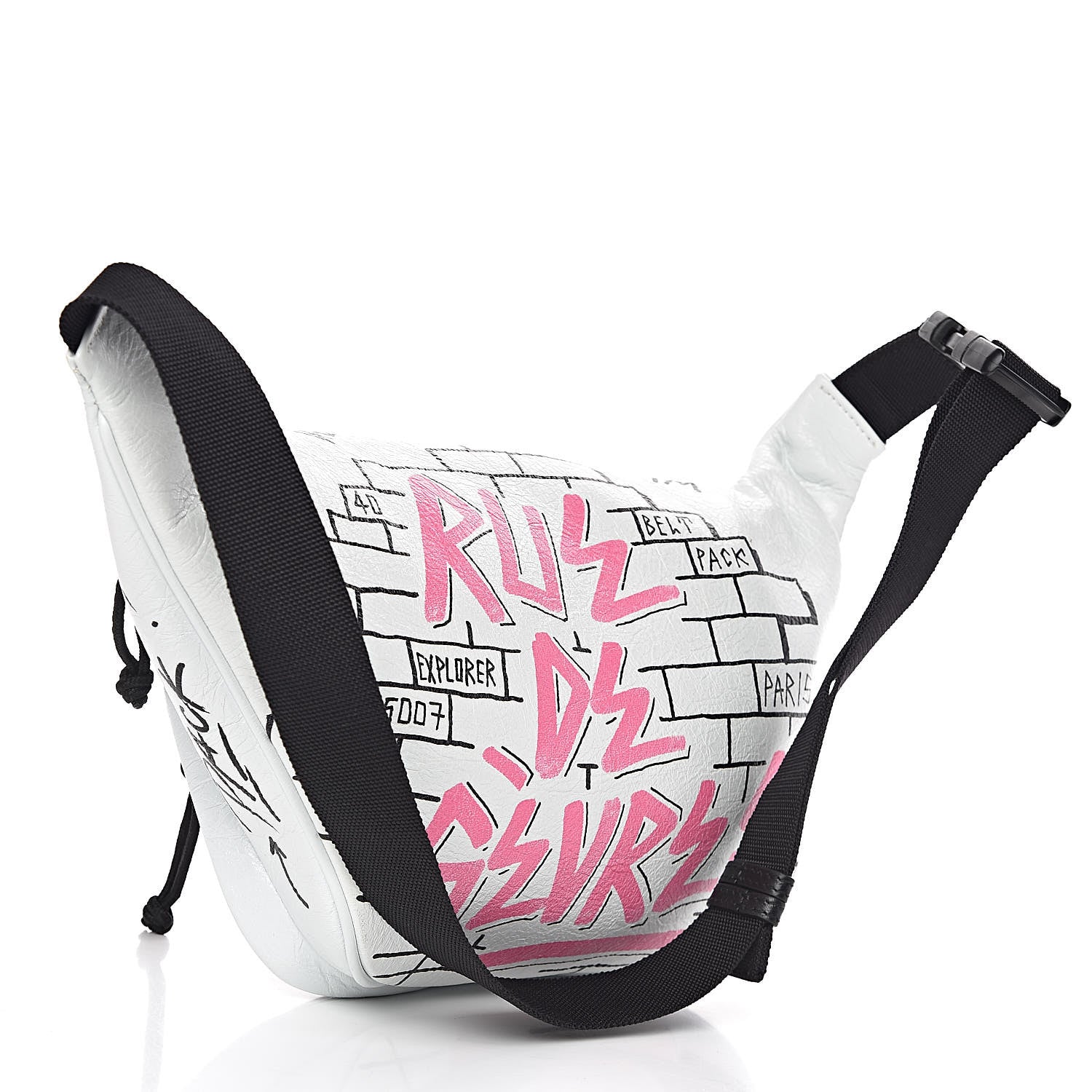 Balenciaga Agneau Arena Graffiti All Over Explorer Belt Bag White Multicolor 3 of 10