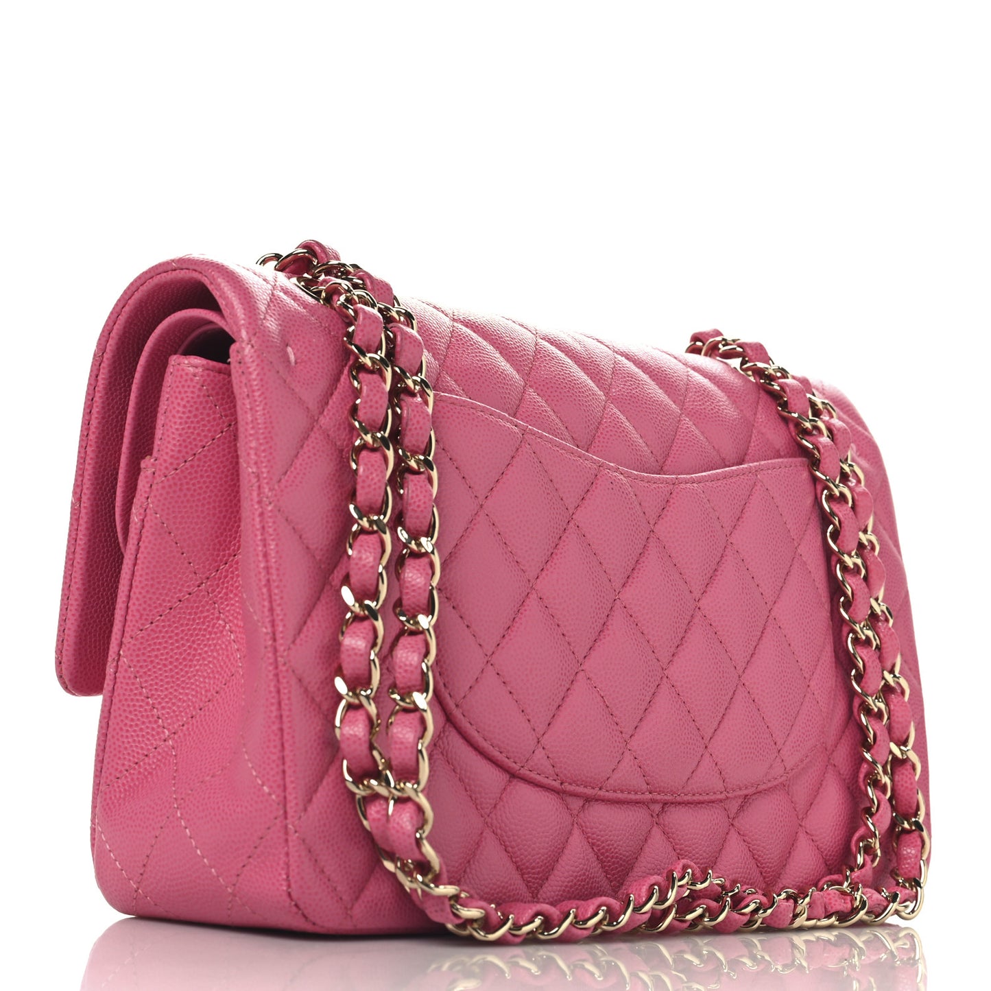 Caviar Quilted Medium Double Flap Pink