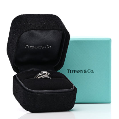 Tiffany 18K White Gold Diamond T Square Wrap Ring 49 4.75 5 of 5