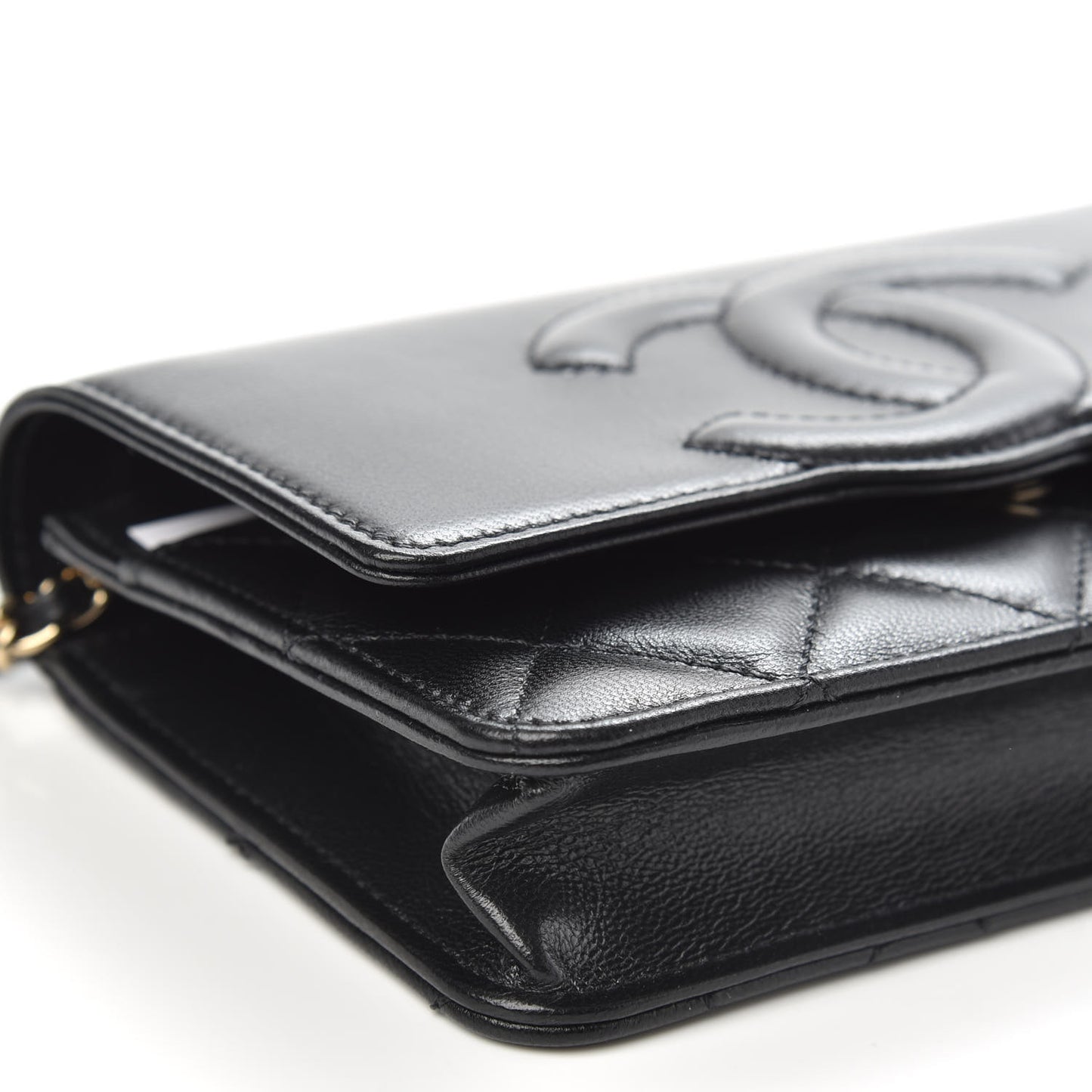 Goatskin Quilted Timeless CC Wallet On Chain WOC Black