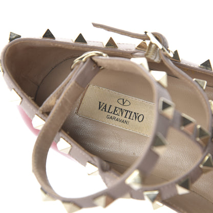 Valentino Garavani Patent Nappa Rockstud Cage Ballerina Flats 38.5 Rosso Valentino Poudre 7 of 8