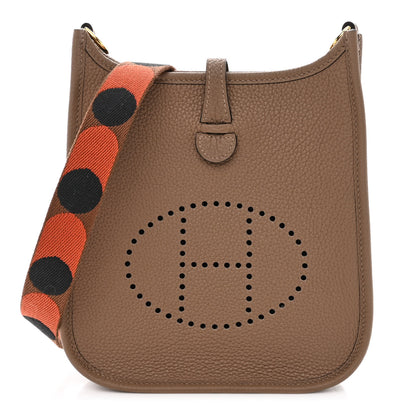 Hermes Taurillon Clemence Flipperball Sangle Evelyne TPM Beige De Weimar Noisette Cuivre Gold 1 of 11