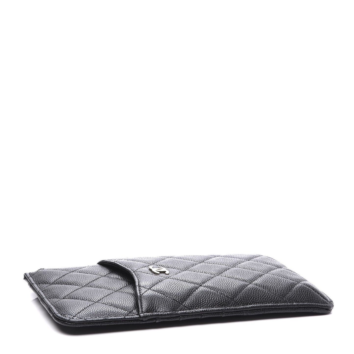 Caviar Quilted Classic Flat Wallet Pouch Black
