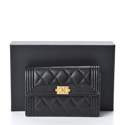 Chanel Caviar Quilted Medium Boy Flap Wallet Black 9 of 9