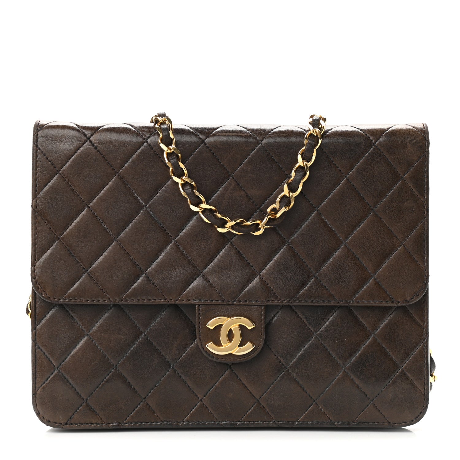 Chanel Lambskin Quilted Small Single Flap Brown 1 of 14