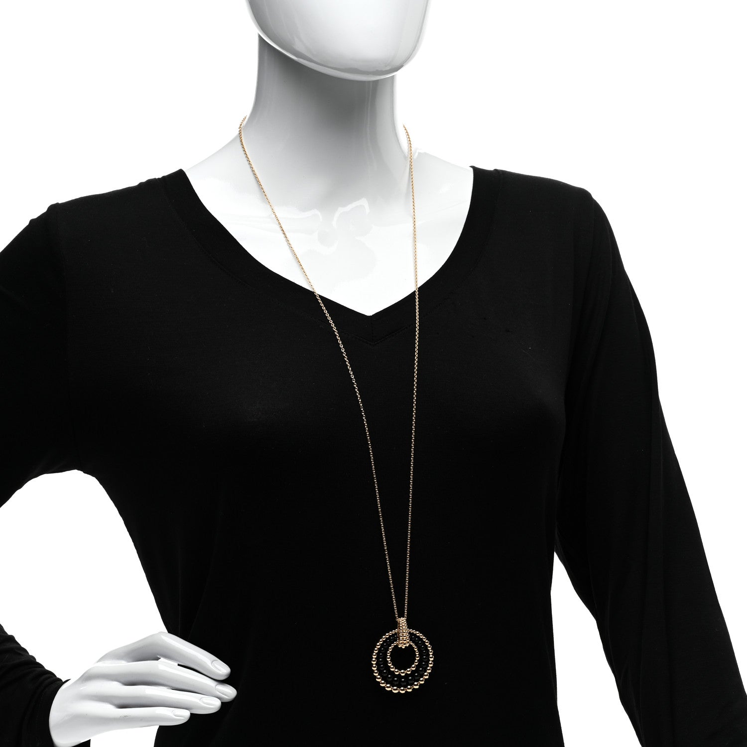 Van Cleef & Arpels 18K Yellow Gold Onyx Perlee Couleurs Transformable Long Necklace 2 of 5