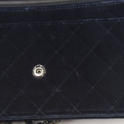 Chanel Velvet Quilted Boy Wallet On Chain WOC Navy 13 of 14