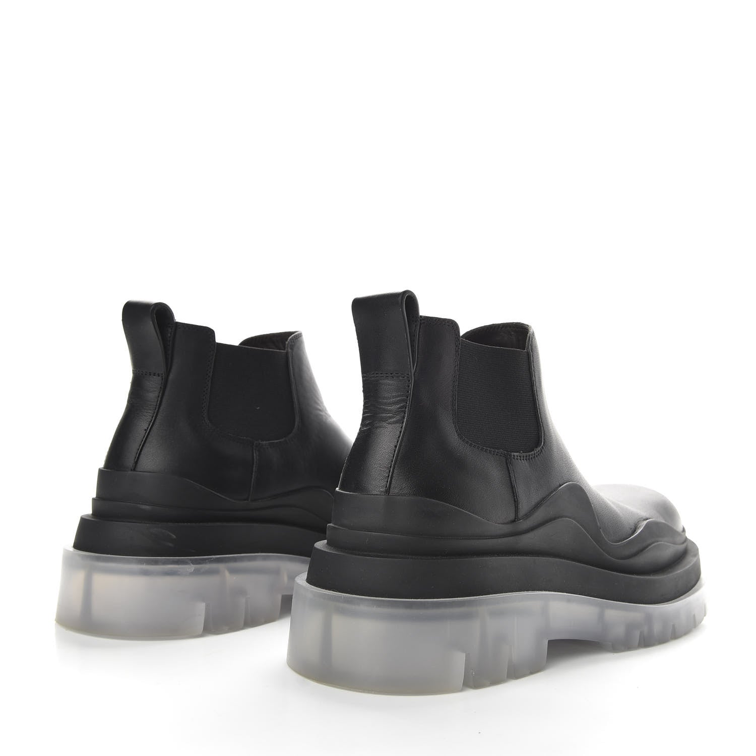 Bottega Veneta Calfskin The Tire Cropped Chelsea Short Boots 36 Black Transparent 4 of 9