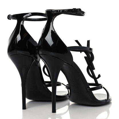 Saint Laurent Patent Cassandra 100 Ankle Strap Sandals 39 Black 4 of 10