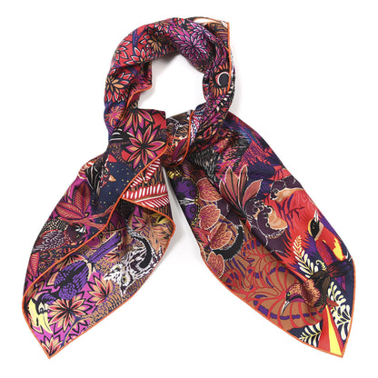 Hermes Silk Wild Singapore Scarf 90 Rouge Violet Beige 7 of 7